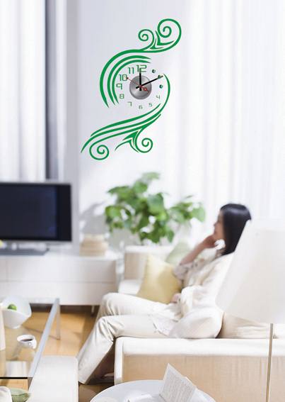 Home Decor Flower Acrylic Decorative Wall Sticker Clock 10D053