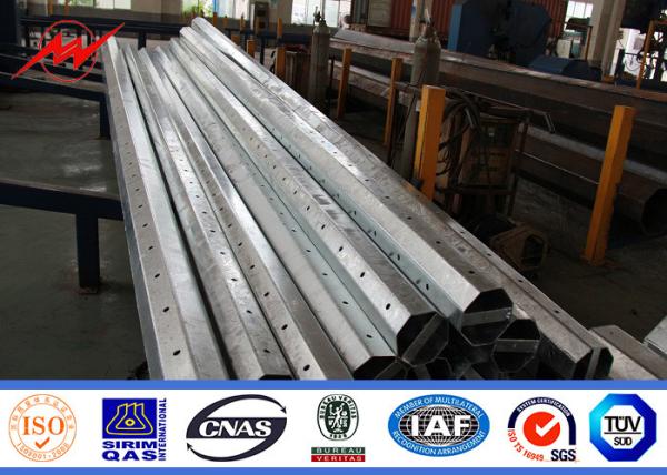 24m Galvanized Steel Tubular Pole With Electrical Power Clamp Accessories