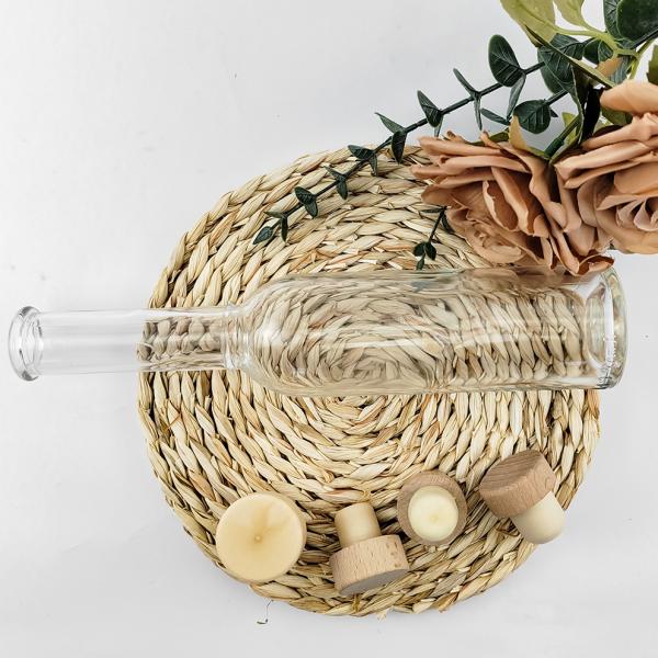 Acceptable Customer's Logo Clear Color Long Neck 50ml 100ml Glass Oil Bottle with Cork Cap