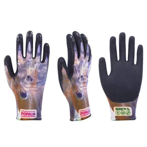 Guantes TPR Impact-Guard de calibre 15 con revestimiento de látex arenoso, guantes de jardinería con diseño y opción de color personalizados