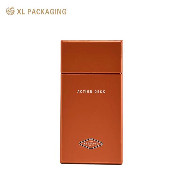 Custom Slant Edge Rigid Gift Box 2mm Grey Board 157gsm Art Paper Orange Paper Packaging Box