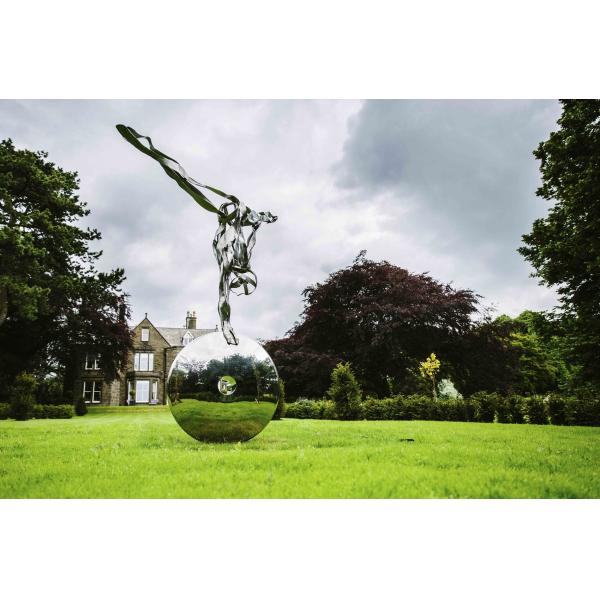 Hotel Lobby Casa Decoración Fuente Fábrica Estatua figurativa de acero inoxidable a medida