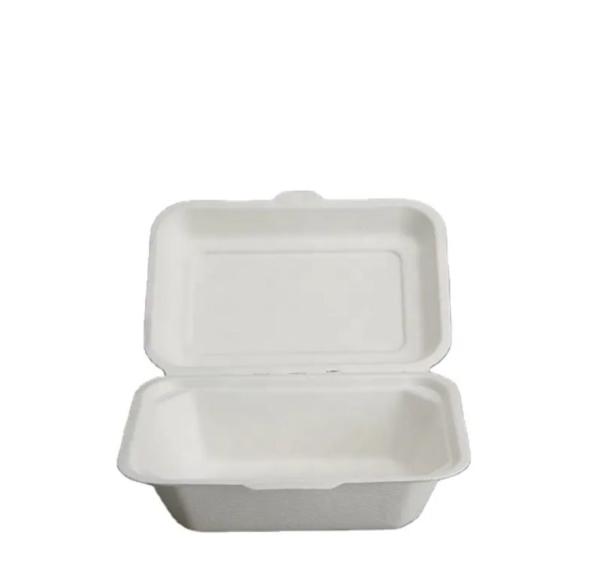 Boîte à burger personnalisée en gros, biodégradable, qualité alimentaire, en résidus de maïs, boîte cloche, restauration rapide, boîte à emporter