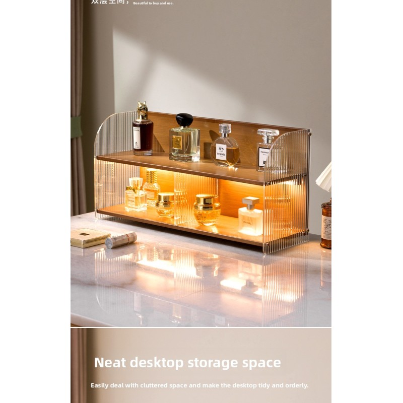High-End Acrylic Standing Organize Display Rack Compartment Large Capacity Cosmetics Storage Table Shelf