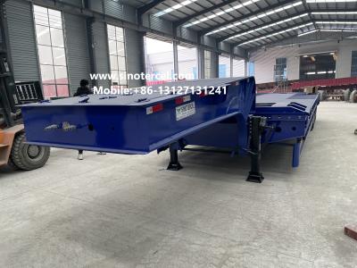 3 Axles Low Bed Semi Trailer 40-60 Tons Hydraulic Type Ladder Blue
