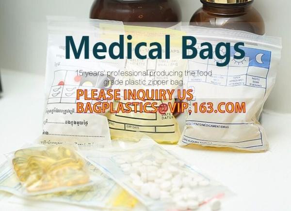 Biodegradable Medical Pill Bags, Zipper Pharmacy Bag, grip seal Pill Pouch, Medicine, Pills, Drugs packaging