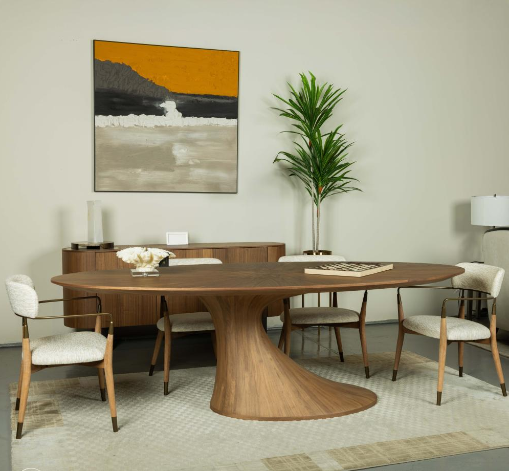 Foshan Factory Modern Wood Dining Table New Design MDF Dining Table Walnut Veneer Dining Table