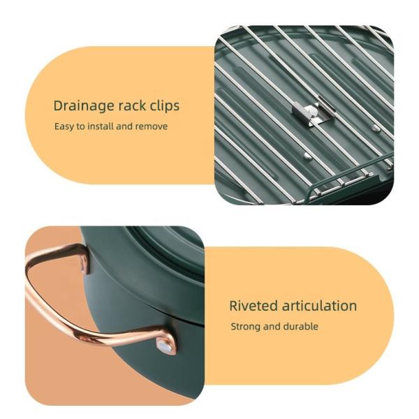 Kitchen Green Deep Frying Pots Temperature Control Stainless Steel Cooking Pot