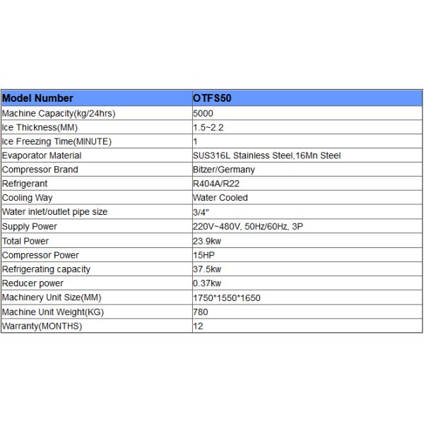 Máquina de hielo de agua salada de 5 toneladas, refrigeración automática por agua para barcos pesqueros