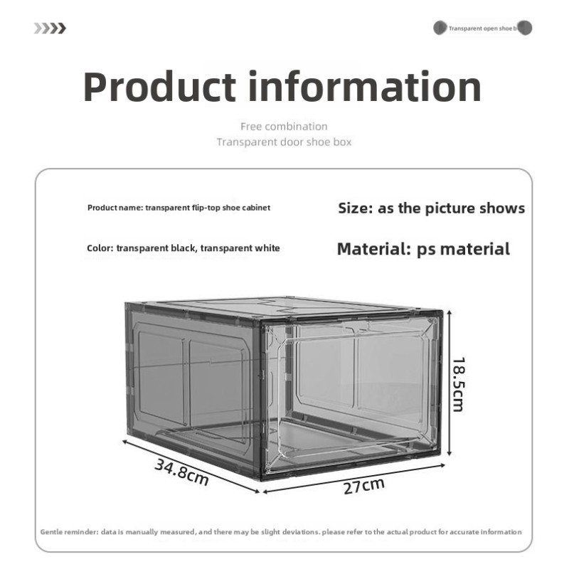Hot Selling Household Transparent Plastic Magnetic Stackable Shoe Storage Organizer Cabinet Dustproof Shoe Box