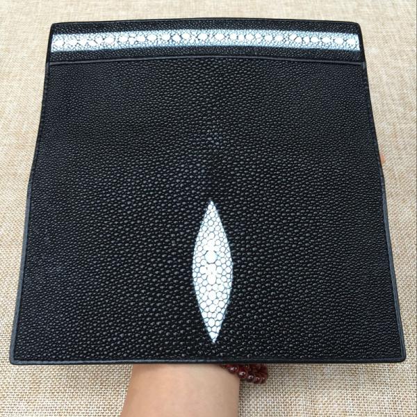 Unisex Style Authentic Stingray Skin Women Men Slim Bifold Wallet Card Bag Genuine Leather Female Male Thin Clutch Purse