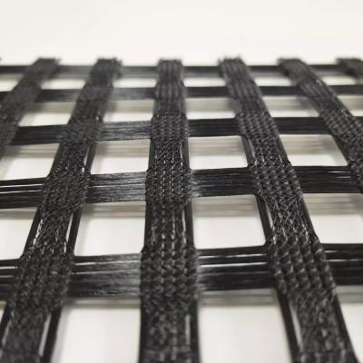 Géogrille en polyester tricoté en PVC revêtue de plâtre pour murs de soutènement