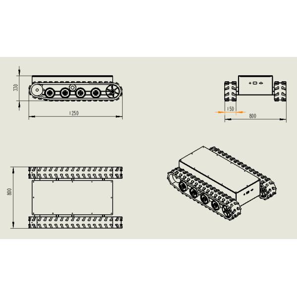 Нагружая Undercarriage следа Crawler 200kg с электрическим двигателем 48V 1.5KW