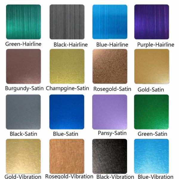 20/300/400 coloriu folhas de aço inoxidável, coloriu fornecedores de aço inoxidável da folha, preto, bronze, Rose Gold