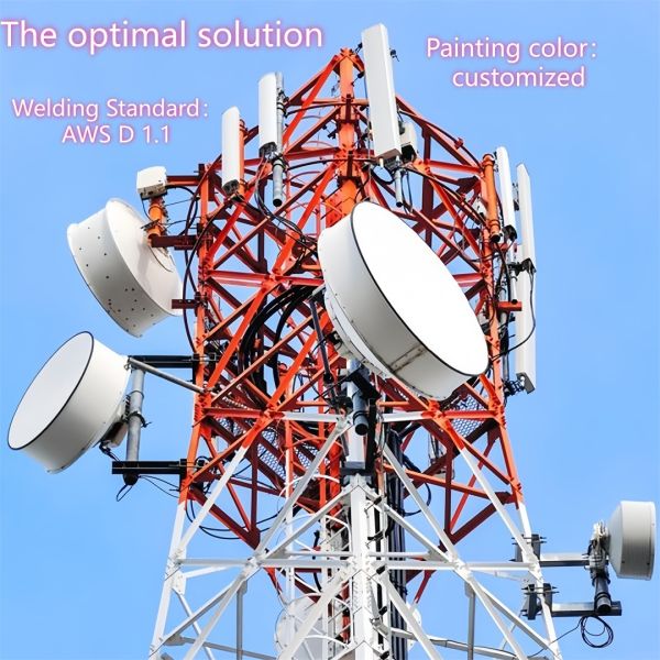 30M 40M 45M Anti Ice Coating 4 Legged Angle Steel Tower For Cold Region Telecom Infrastructure
