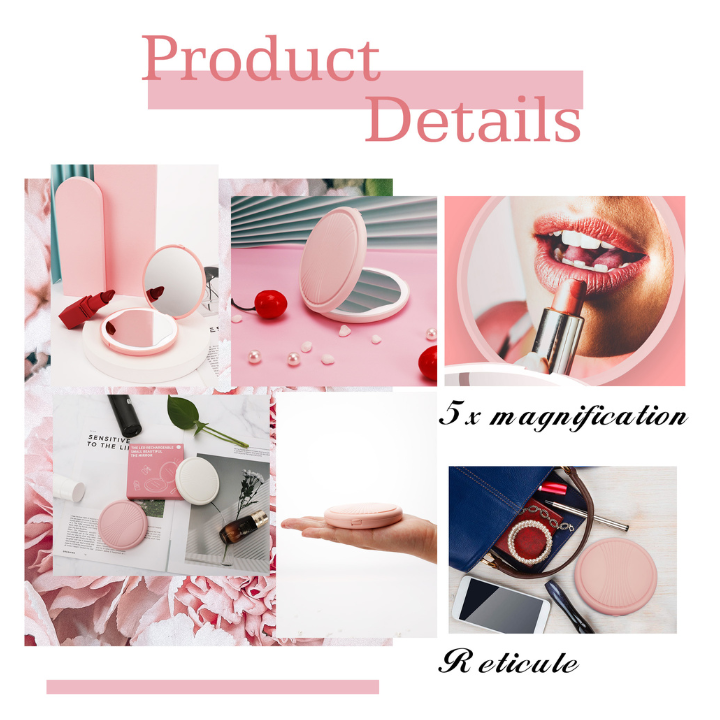 Led Lights Compact Portable Mini Handheld Pocket Illuminated Cosmetic Mirror for Beauty Travel Camping