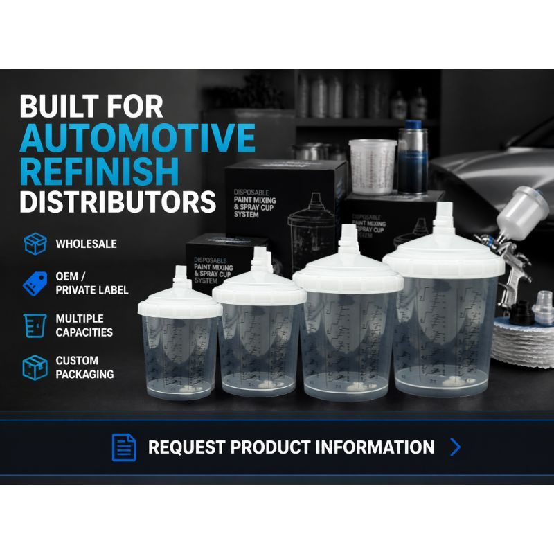 Disposable Paint Mixing Spray Cup System with Ratio Scales for Automotive Refinish Spray Gun Painting