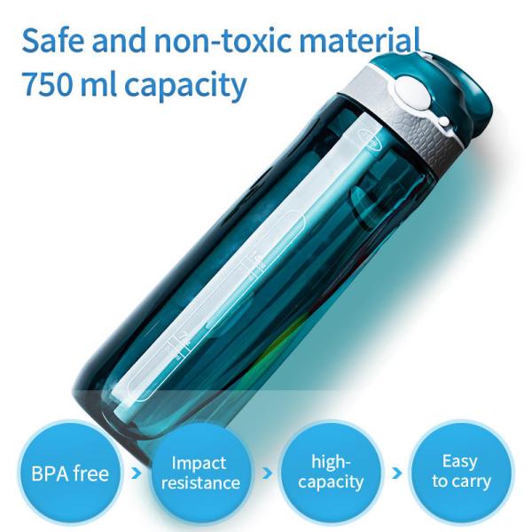 183g Straw Type BPA-free Plastic Tritan Water Bottle 750 ml for Fitness Protein Shake