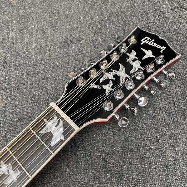 Custom 12 strings 41 inch Flamed Maple Neck Doves Dreadnought Acoustic Guitar Deluxe Version Customized Headstock