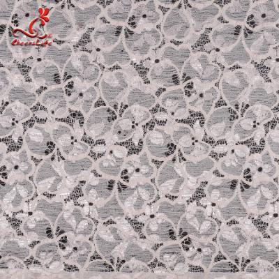 Fashion Swiss Lace Fabric 140cm Width / Embroidered Bridal Lace Fabric