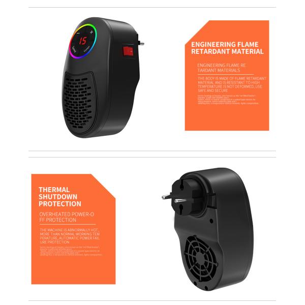 0.5kg Plug-in Wall Heater Portable Electric Heaters for Garden Small Home Winter Warmer