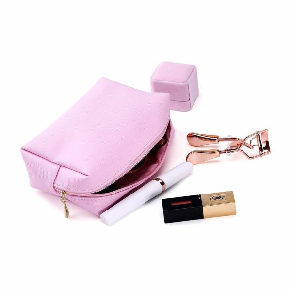 Factory Custom Premium Digital Printing Cosmetics Makeup Pink PU Travel Toiletry Women'S Cosmetic Bag