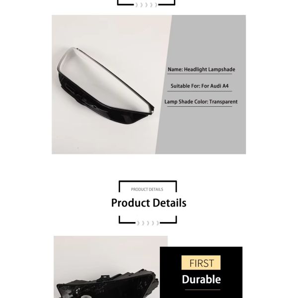 Demillon Led Headlight Glass Lens Headlight Lampshade for Audi A4 2020-2022