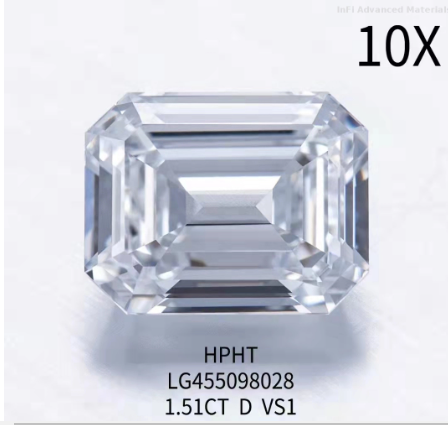 1.51 Ct VG Лабораторно выращенный изумрудовый бриллиант HPHT D цвет VS1 бриллиант