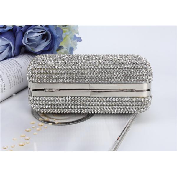 Gorgeous Acrylic Diamond Silver Mesh Evening Bags For Dinner Party