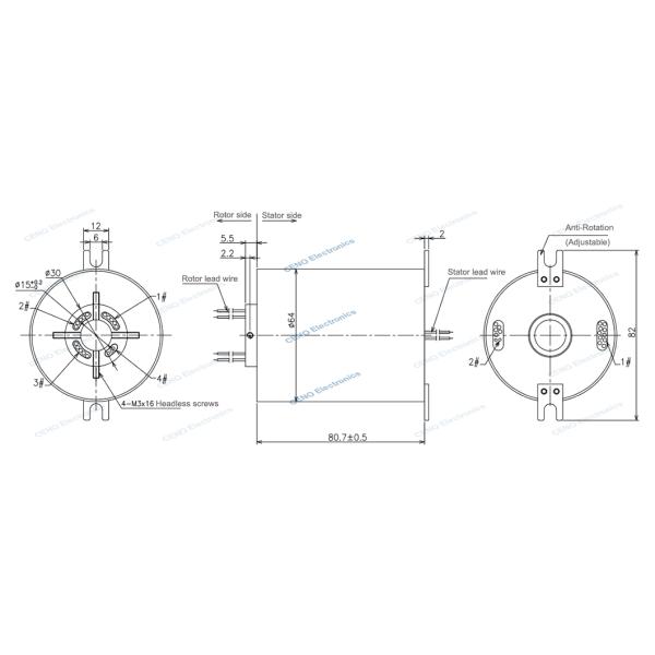 Hollow Shaft CAN Bus Signal Slip Ring With Water Proof IP65 For Automobiles