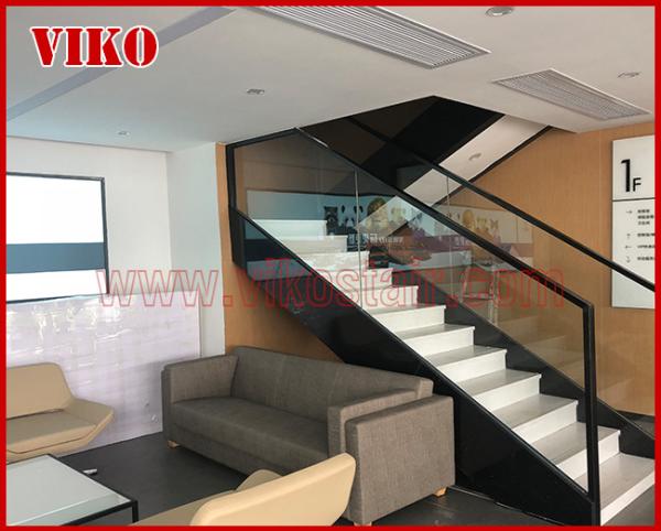 Double Steel Plate Staircase VK14S Railing tempered glass, Handrail b eech Stringer,carbon s