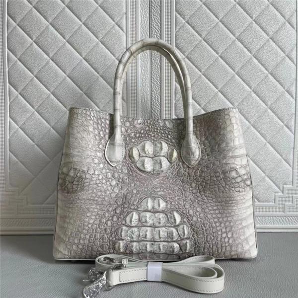 Lady Himalaya White Purse Authentic Alligator Skin Women Totes Handbag Real Crocodile Leather Female Large Shoulder Bag
