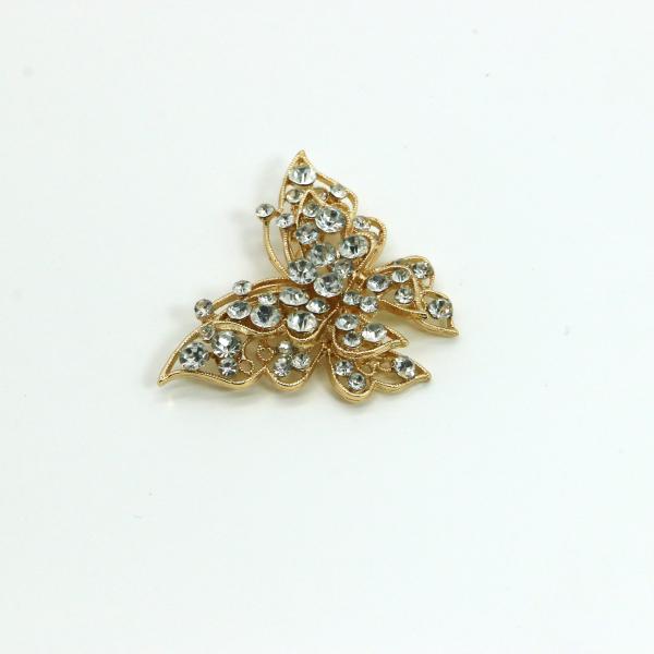 Fashion Gold Butterfly Brooch , Diamond Butterfly Pin 5cm×5.5cm Size