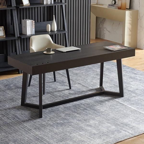 Modern Black Y Legs Solid Wood Office Desk For Star Hotel Rooms