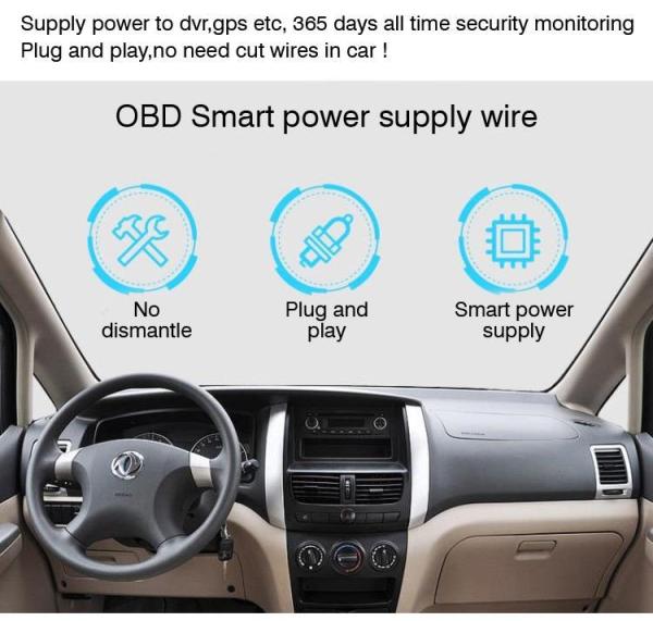 OBD-2 to USB-C Car Charger Cable 5V 12V 24V for Dashcam