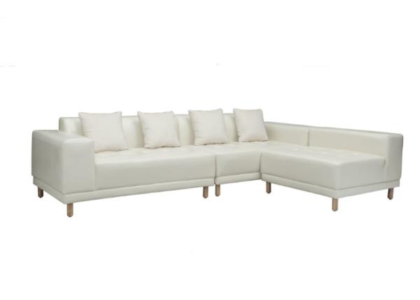 Easy Clean Living Spaces Leather Sofa Foam PVC Solid Wood Legs Simple Style