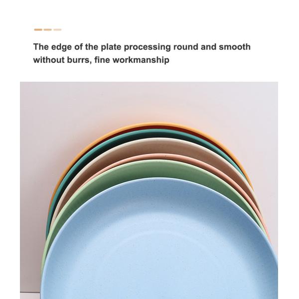 9 Inch Round Plastic Dinner Plate Lightweight Wheat Plates for Reusable Diningware