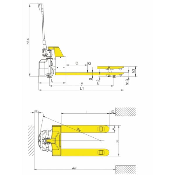 Semi Electric Pallet Truck Pallet Jet Load Capacity 1.5 Ton Stepless Speed Control