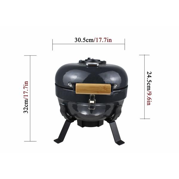KIMSTONE Ceramic Charcoal Portable Stainless Steel 12 Inch Barbeque Smoker Grill
