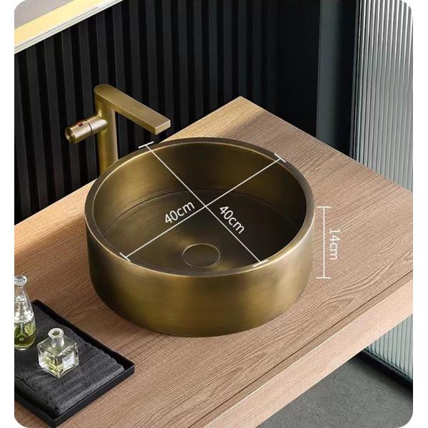 Bronze Color Table Top Bathroom Sink SUS304 Stainless Steel Material