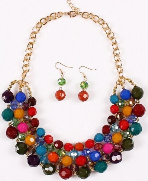 Bohemian wild color bead earrings Necklace Set