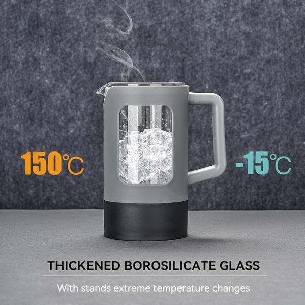 Portable Double Wall Glass French Press Stainless Steel Borosilicate Glass French Press