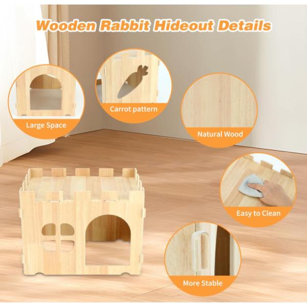 Best Selling Large Detachable Small Animal Wooden Rabbit House and Hideouts Bunny Castle