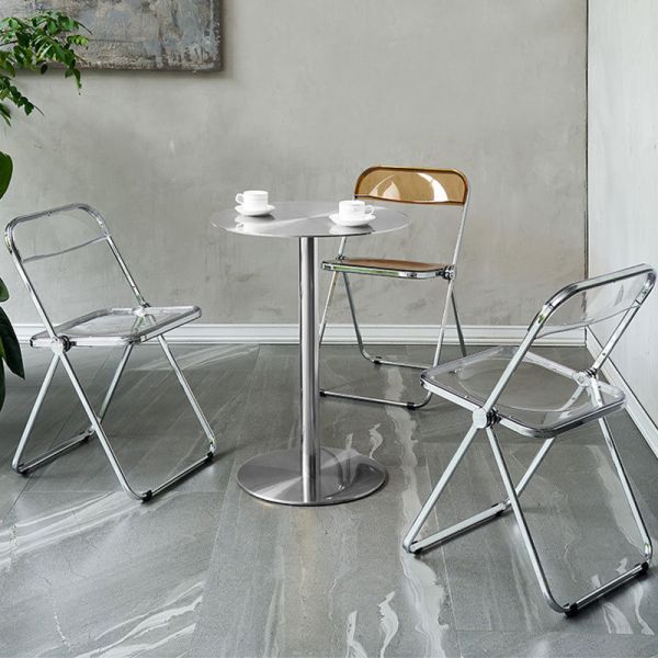 Metal Durable Round Table With Foldable Dining Chair Simple Outdoor Table and Chairs for Restaurant
