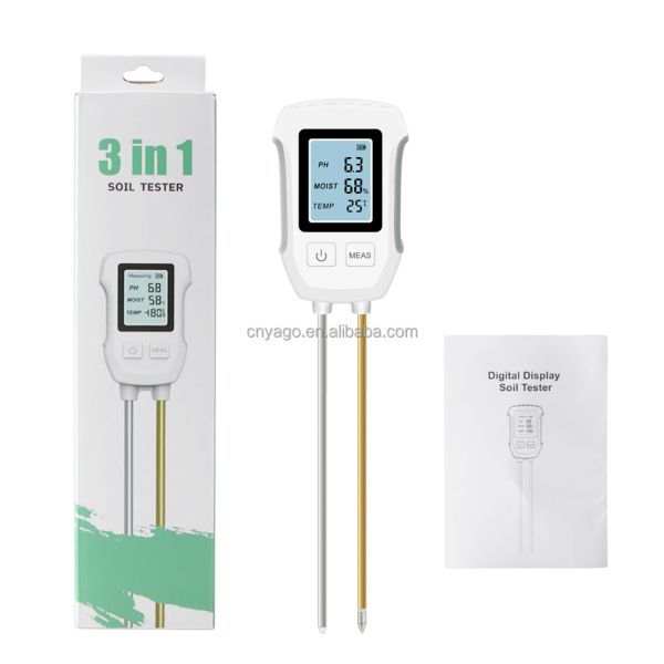 LCD Display Backlight 3 In 1 Garden Flowers Sensor Plants Acidity Humidity Detector PH Meter Soil Moisture Tester
