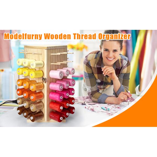 360 Degree Rotating Wooden Thread Holder Ideal Storage for DIY Spools Thread Braiding