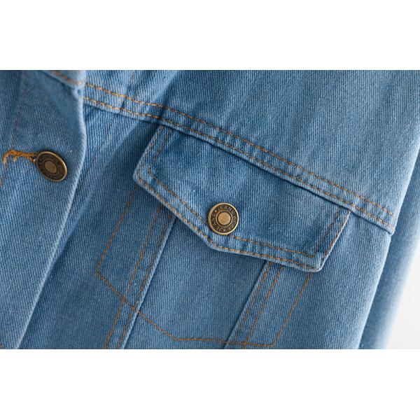 New Design Lapel Long Sleeve Denim Jacket With Embroidered Flowers Eco Friendly