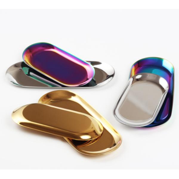 Gold Elliptical Plate 180mm Length 112g Metal Jewelry Tray