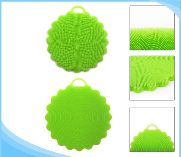 Kitchen Cleaning Silicone Mold Tools , Silicon Sponge Brush Dish Washing Sponge Scrubber
