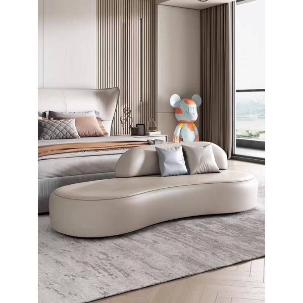 Italian Leather Hotel Custom Sofa Bed Tail Stool Long Bench Sofa Door Entry